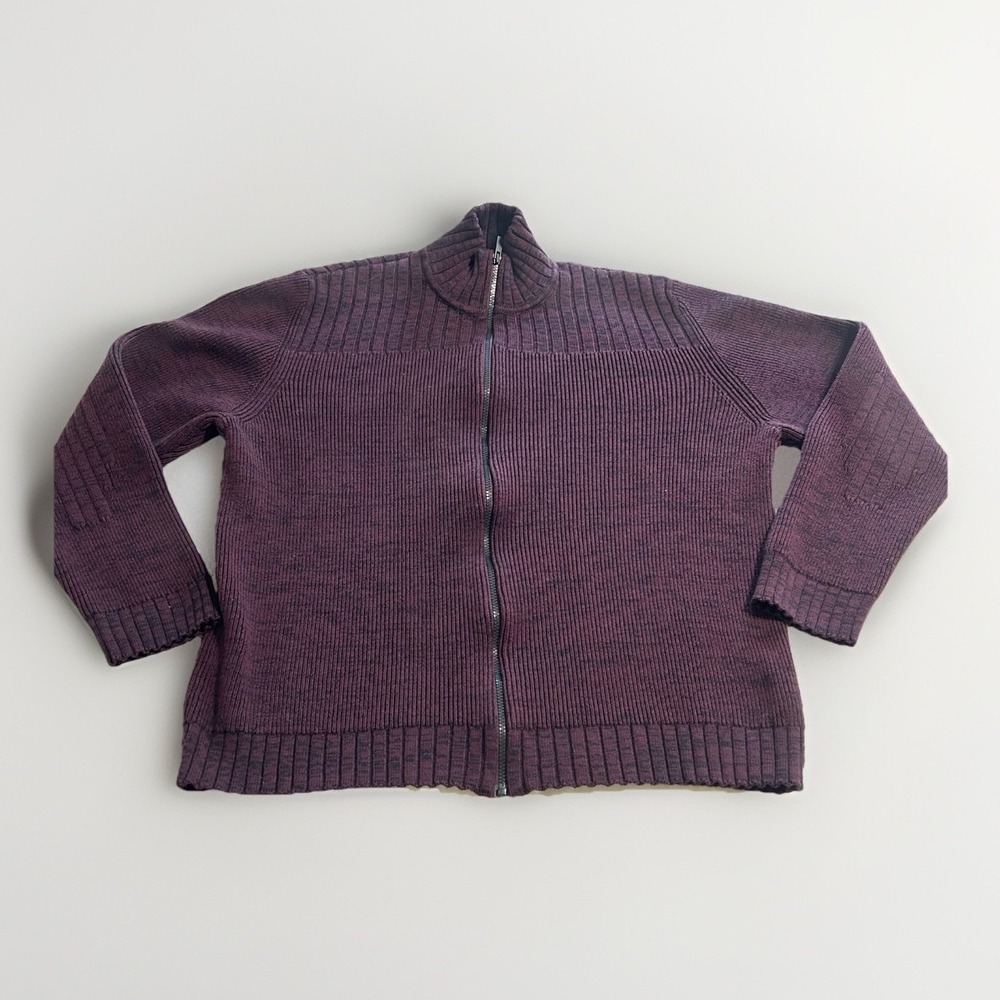 CALVIN KLEIN JEANS Sweater Jacket Full Zip LS Knit Burgundy Black Mens XXL